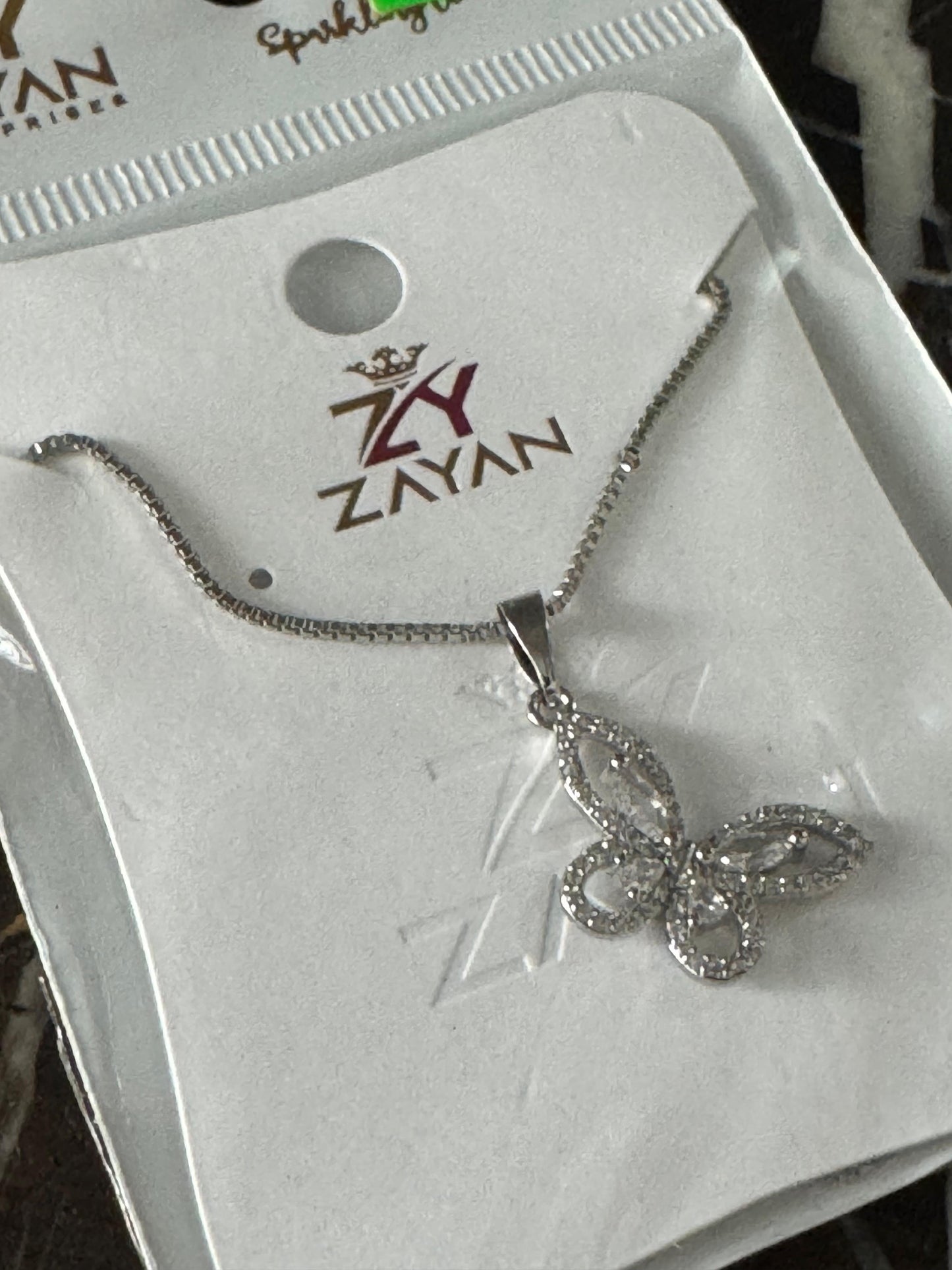 Elegant Butterfly Pendant Necklace in Silver – Zayan Sparkle Series