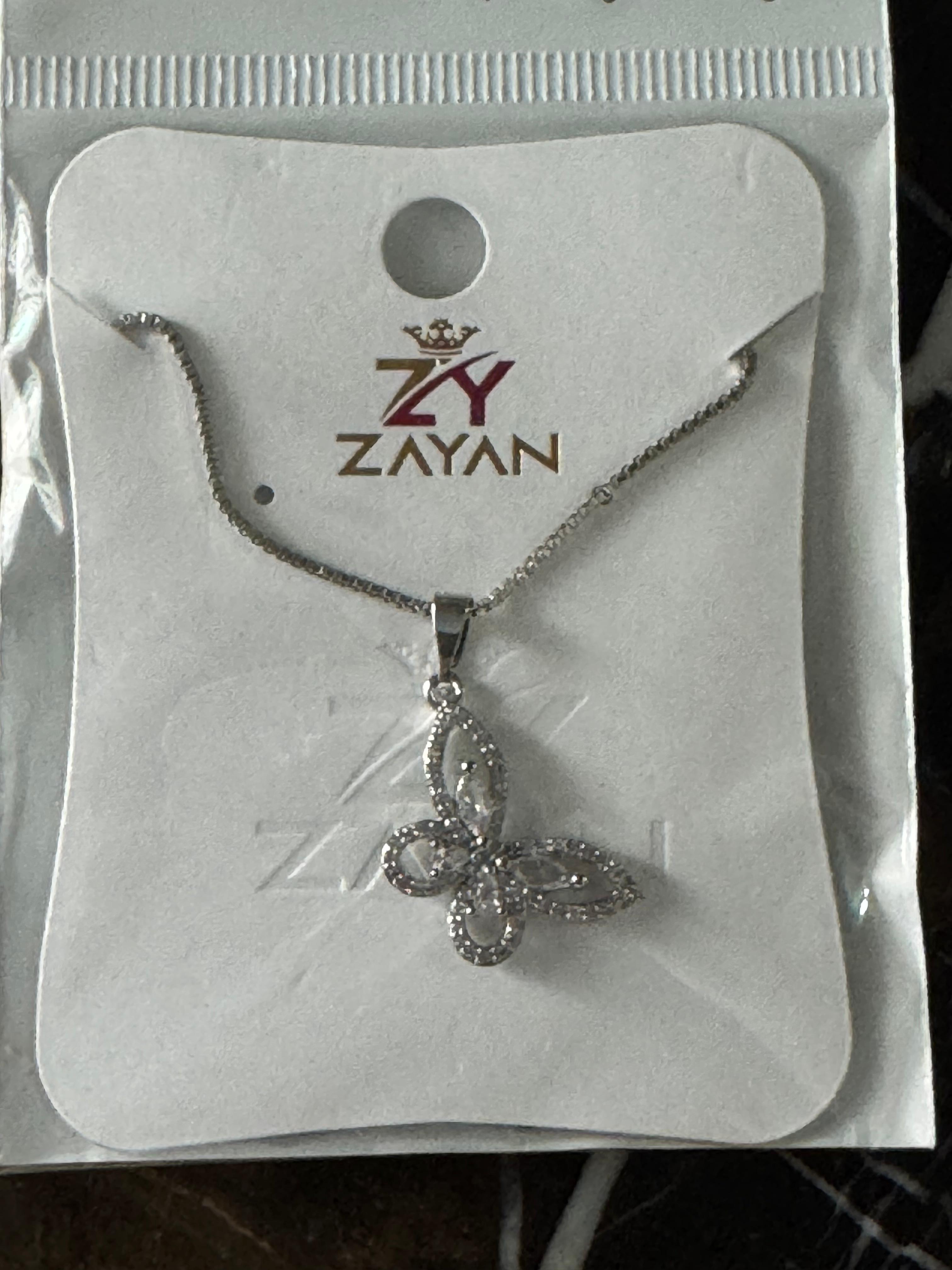 Elegant Butterfly Pendant Necklace in Silver – Zayan Sparkle Series