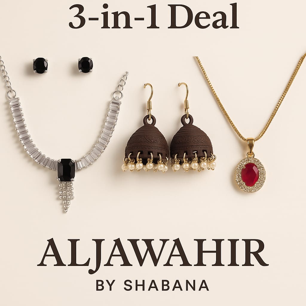 Elegant Trio: 3-in-1 Jewelry Set Deal – Necklace & Earrings Collection