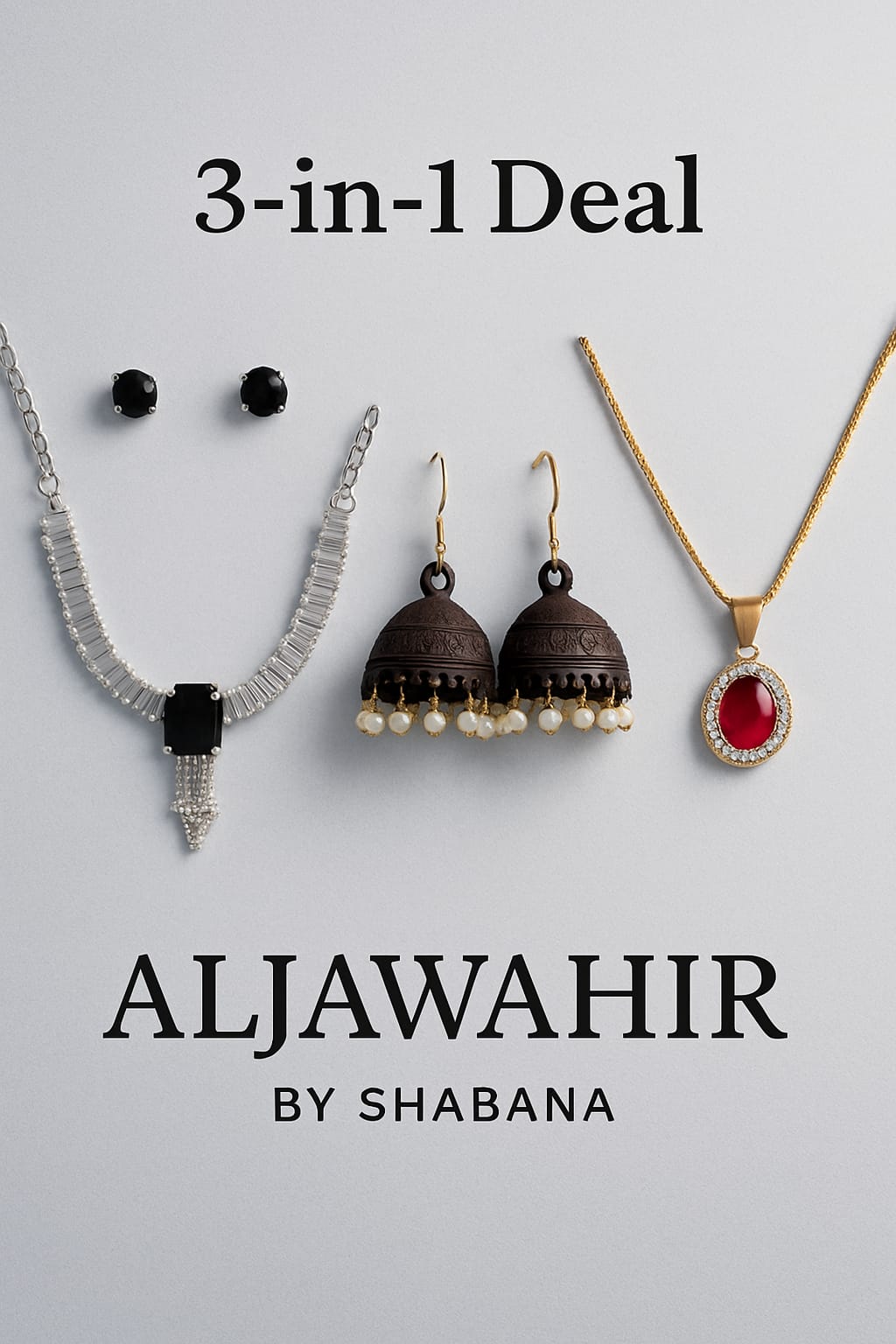 Elegant Trio: 3-in-1 Jewelry Set Deal – Necklace & Earrings Collection