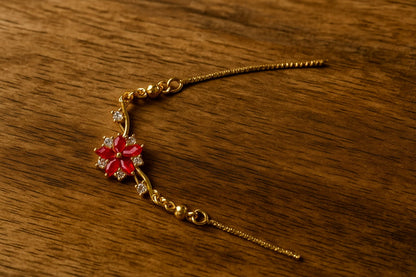 Red Floral Charm Bracelet with Crystal Accents – AI Enterprises